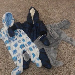 set of 3 baby bunting/winter pajamas